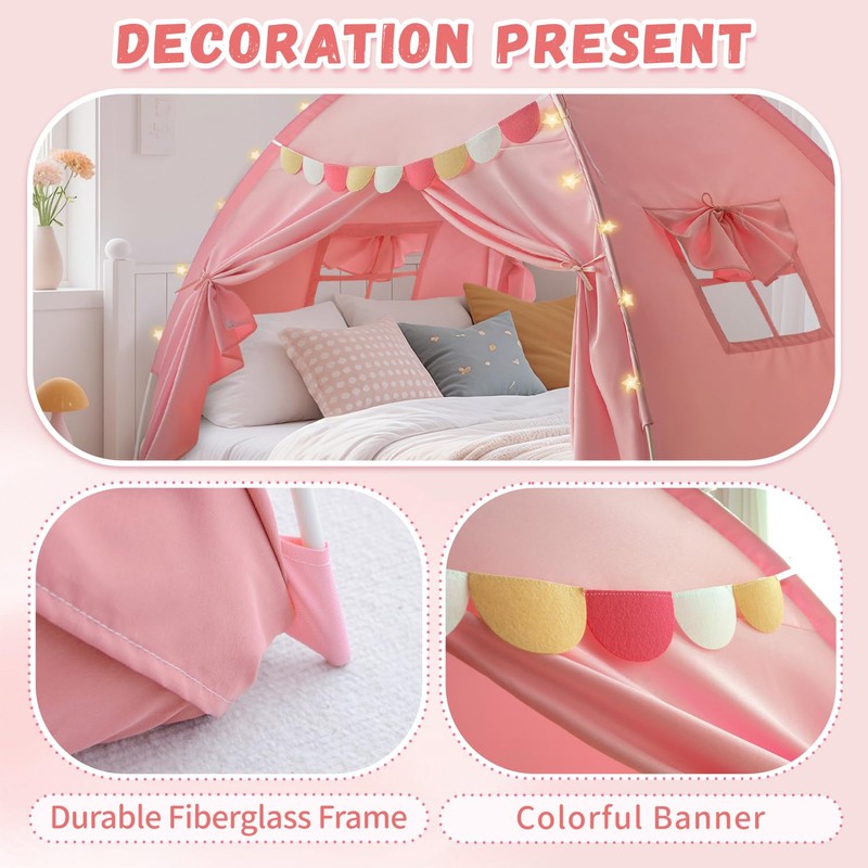 Razee Full Size Bed Canopy for Kids, Girls Bed Tent