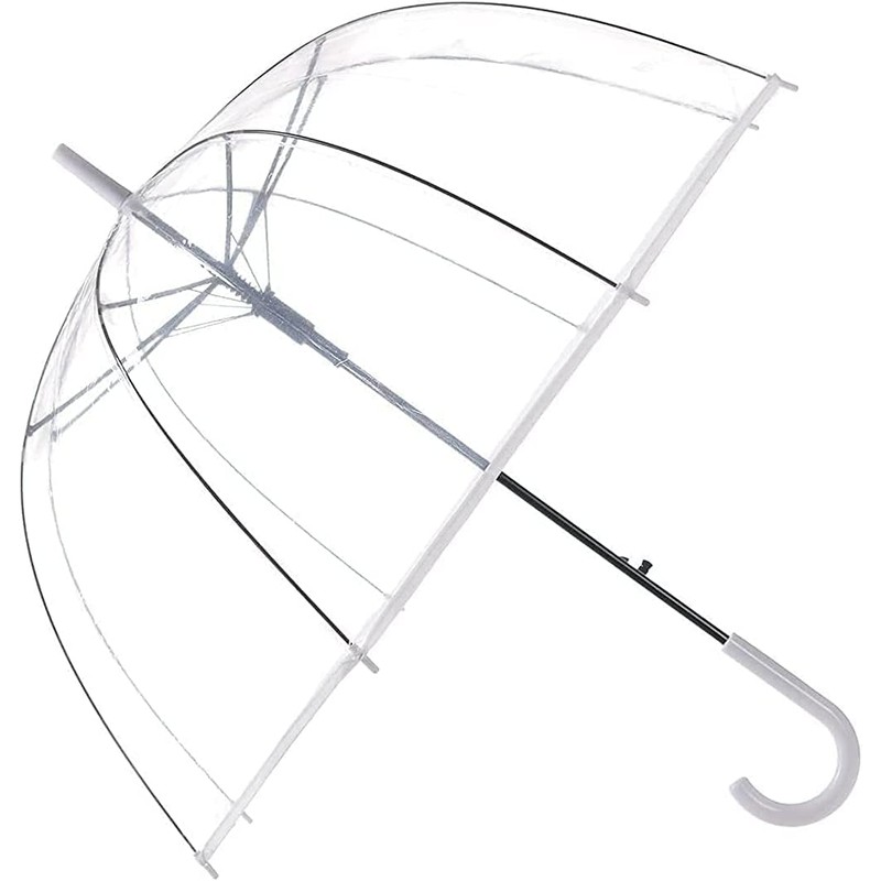 Unibos DOME SEE THRU WEDDING UMBRELLA CLEAR WITH WHITE HANDLE