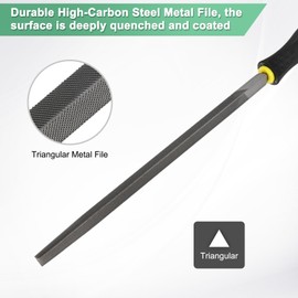 M METERXITY 4-Pack Triangular Metal File 10 Inch, High Carbon Steel File Diamond File Hand File W PVC Grip Handle for Wood/Metal/Ceramic/Glass/Stone/Jewelry/Tile/Model/DIY/Sharpening File