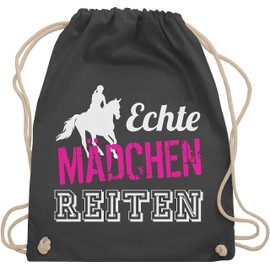 Shirtracer Horse Riding “Real Girls Ride” Gym Bag / Cloth Bag Made of Organic Cotton [German Language Product] - Grey -