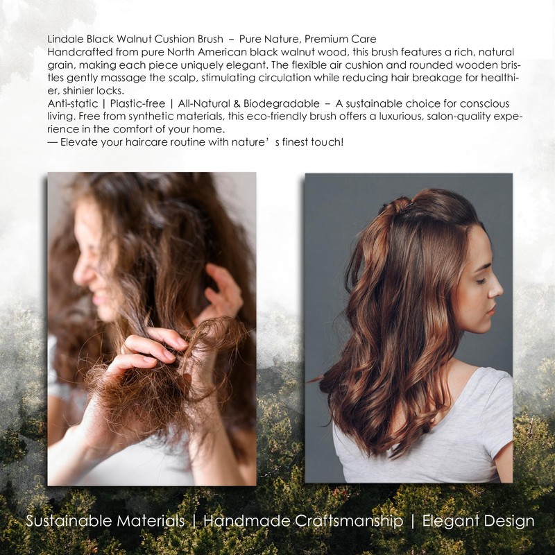 Lindale Walnut Wooden Hair Brush for Hair Growth with Natural