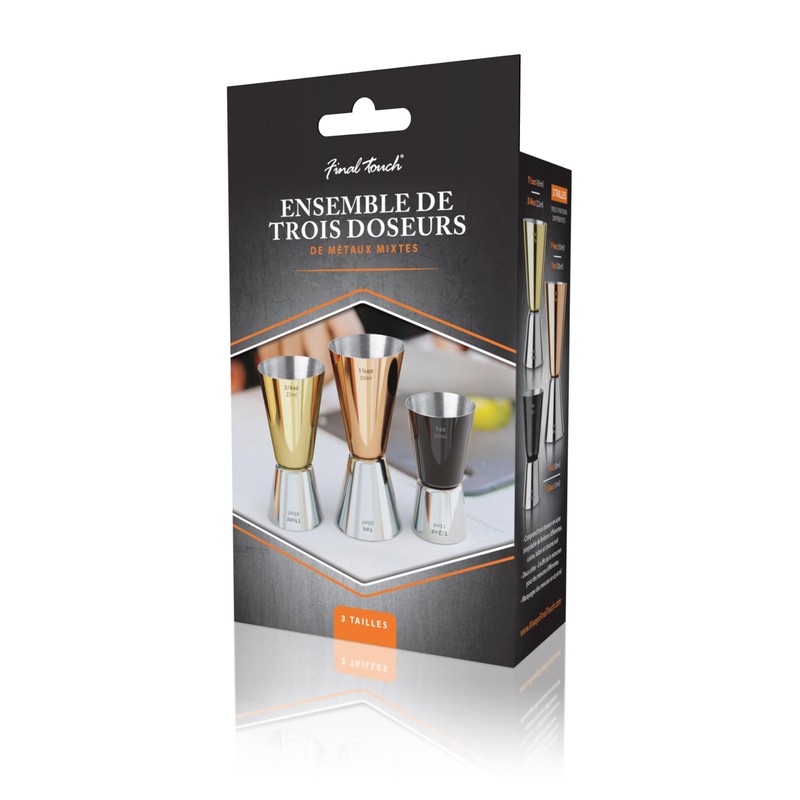 Final Touch Mixed Metal Double Jigger Set - Set of 3 (FTA70361