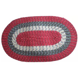 YinArts Red/Green Oval Christmas Braided Floor Rug - Red/Green 18" x 30"