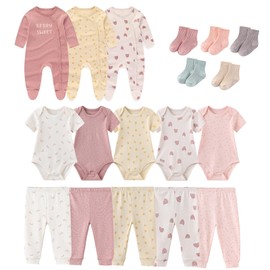 falianni Baby Boy Girl 18 Pack Layette Set Cotton Infant Unisex Clothes and Accessories New born Essentials Clothing Sets