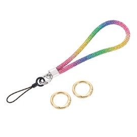 sourcing map Bling Wristlet Lanyard, 5.3" Rhinestone Keychain Strap for Clutch Cellphone Keychain Wallet Purse Accessories and Decoration, Multicolored