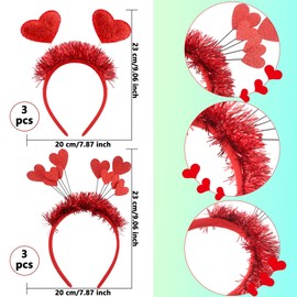Paquete de 6 diademas de corazón para el día de San Valentín, con lentejuelas y corazón, para niños, adultos, día de San Valentín, suministros para fiestas, cumpleaños (color estilo 2)
