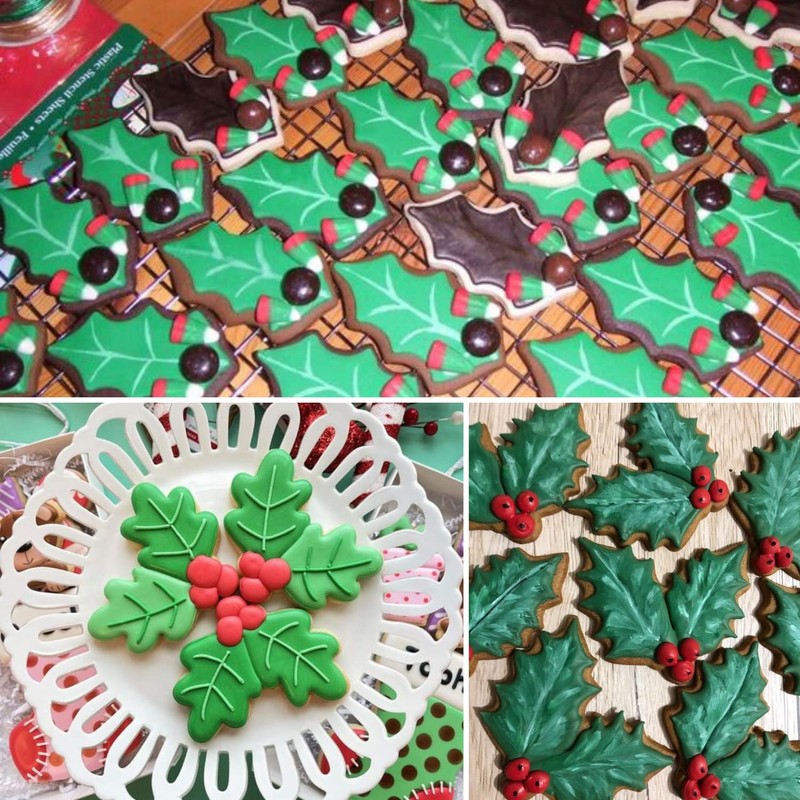 KAISHANE Holly Leaves Cookie Cutter Set,4 PCS Leaves Shape,Stainless Steel