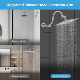 Hibbent All Metal Upgraded 18'' Shower Head Extension Arm, Shower Arm with Flange, Brass Flexible Height & Angle Adjustable Shower Extender with Lock Joint, Universal Connection, Brushed Nickel