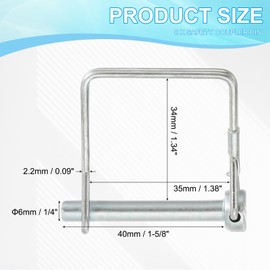 PATIKIL Trailer Coupler Pin 3/16x1-5/8x1.34"(D*L*IW), 8 Pcs Wire Lock Pin Square Shaft Locking Pin Safety PTO Hitch Pins for for Farm Trailer Tractor Truck Boat Towing (5x40x34mm)