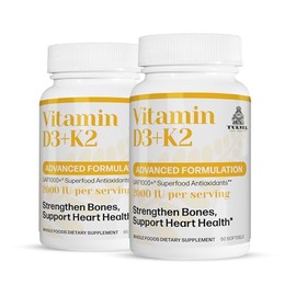 TURNER Vitamin D3 and K2 Caps, High Potency D3 2000IU and K2 (MK7) 80mcg, Unique VIT D3 from 100% New Zealand Sheep's Wool Lanolin. 120 Softgels 2 Month Supply