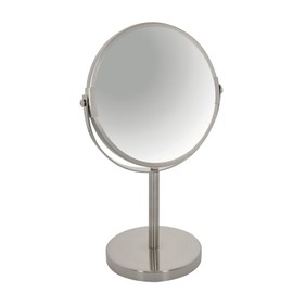 Spirella Schminkspiegel Kosmetikspiegel Standspiegel Badezimmerspiegel "Sydney" 2-Fach Vergrößerung - Ø 17cm - Silber matt