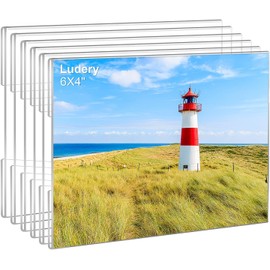4x6 Acrylic Picture Frames Set of 6, Clear Photo Frame for Wall with Tape, Clear Picture Photo Frames 4x6 for Home, School, Office - Horizontal
