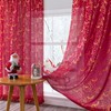 ABREEZE Christmas Decor Curtain 2panels Semi-Shading Rod Pocket Curtain Red