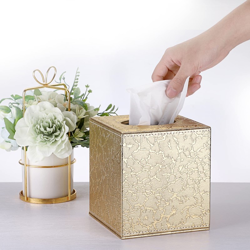 BTSKY PU Leather Household Office Cube Tissue Paper Holder Box