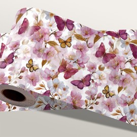 IOHEFY Pink Floral Wallpaper Border 196x4 Inch Peel and Stick Wall Border Removable Vinyl Wall Trim Rose Blossom Pattern for Kitchen Bathroom Bedroom Living Room Home Decor