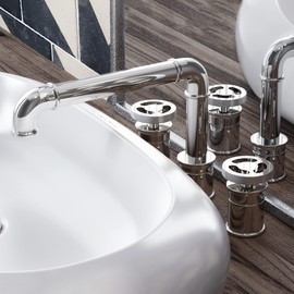 Swiss Madison Well Made Forever Avallon 8 in. Widespread, 2-Handle Wheel, Bathroom Faucet in Chrome