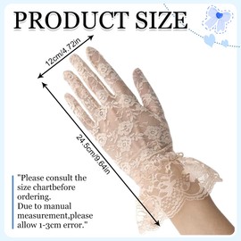 CULEO Handschuhe & Fäustlinge für Damen, 1 Paar Damen Spitzenhandschuhe Kurze Spitzenhandschuhe Formale Handschuhe Elegante Damenhandschuhe für den Sommer Mesh Brauthandschuhe (Beige)