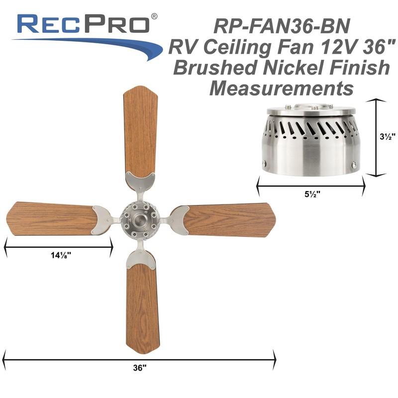 RecPro RV 12V Ceiling Fan | 4-Blade | 4-Speed |