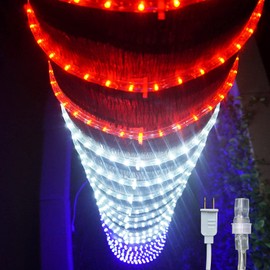 Russell Decor 30ft×3Pcs LED Rope Lights for Patriotic 4th of July Memorial Day Party Outdoor Trees Patio Deck Flexible Connectable Rope Lights (Blue+Red+White)