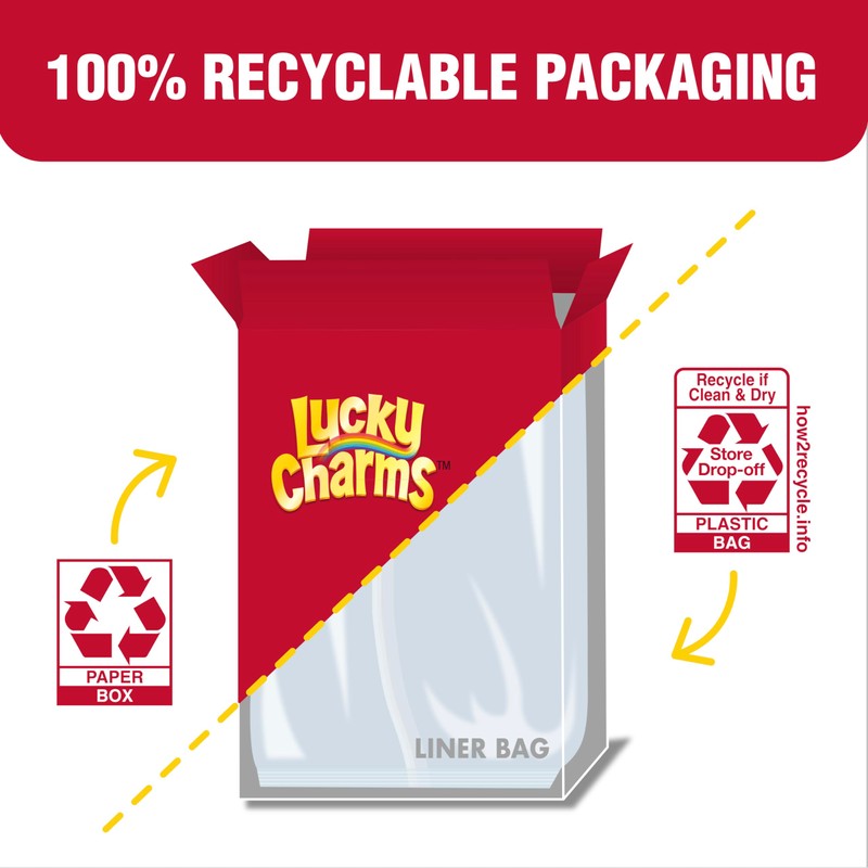 Lucky Charms Gluten Free Cereal with Marshmallows, Kids Breakfast Cereal,