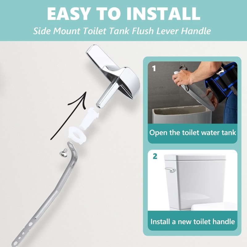 Left Toilet Handle Replacement Trip Lever Compatible with Kohler 87115-CP