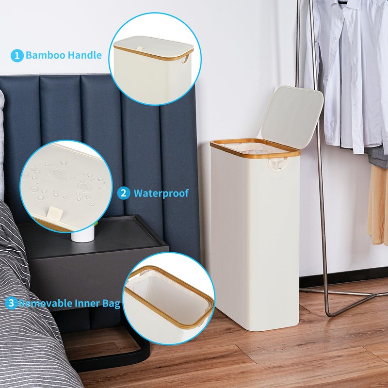 efluky Slim Laundry Basket with Lid, Narrow Laundry Hamper with