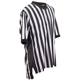 Adams USA Smitty Performance Interlocking Elite Side Panel V-Neck Referee Shirt (Black/White, Large)