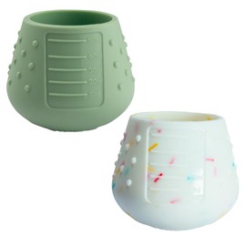 Tidy Tot Dinky Cup 50ml Offener ausbalancierender trinklernbecher ab 4 Monate, BPA-freies Silikon, Extra klein für schmale Münder und kleine Hände | Baby Trinkbecher 2 Pac, Sprinkles & Sage