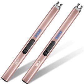 IUIRE Rechargeable Arc Lighter Electric Candle Lighter with Double Safety Switch (2 Pack - Rosegold)