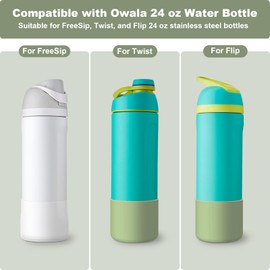 Alwenid 2PCS Silicone Water Bottle Boot for Owala 24 Oz, Anti-Slip Protective Sleeve Bottom Bumper Protector for FreeSip, Twist, and Flip Stainless Steel Water Bottles (Mint+Clear)