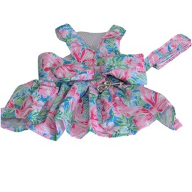 Dog Dress Bow Tie Harness Leash Set Harness Dress for Small Dogs Cute Dog Pet Girl Puppy Summer Clothes for Female Bunny Clothes Yorkie Chihuahua Training Walking (X-Large, LilyPawlitzer)