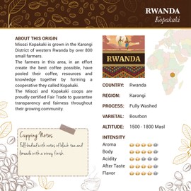 Rwanda Kopakaki Coffee - Ground Coffee - Freshly Roasted Coffee - Cubico Coffee - 16 Ounce (Single Origin Rwandan coffee)