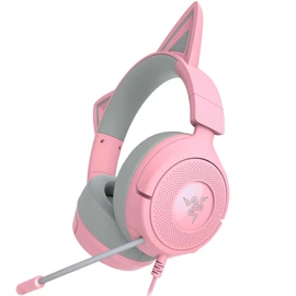 Razer Kraken Kitty V3 X - Wired Kitty Headset for Gaming - Iconic Kitty Ears - 270g Lightweight - HyperClear Cardioid Mic - TriForce 40 mm Drivers - 3,5mm Audio Jack | Quartz