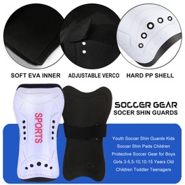 Youth Soccer Shin Guards for Kids Child Calf Protective Gear Soccer Equipment Soccer Shin Pads Calf Sleeves Protection for 3-5,5-10,10-15 Years Old Boys Girls Children (White, S 3-5 Years Old)
