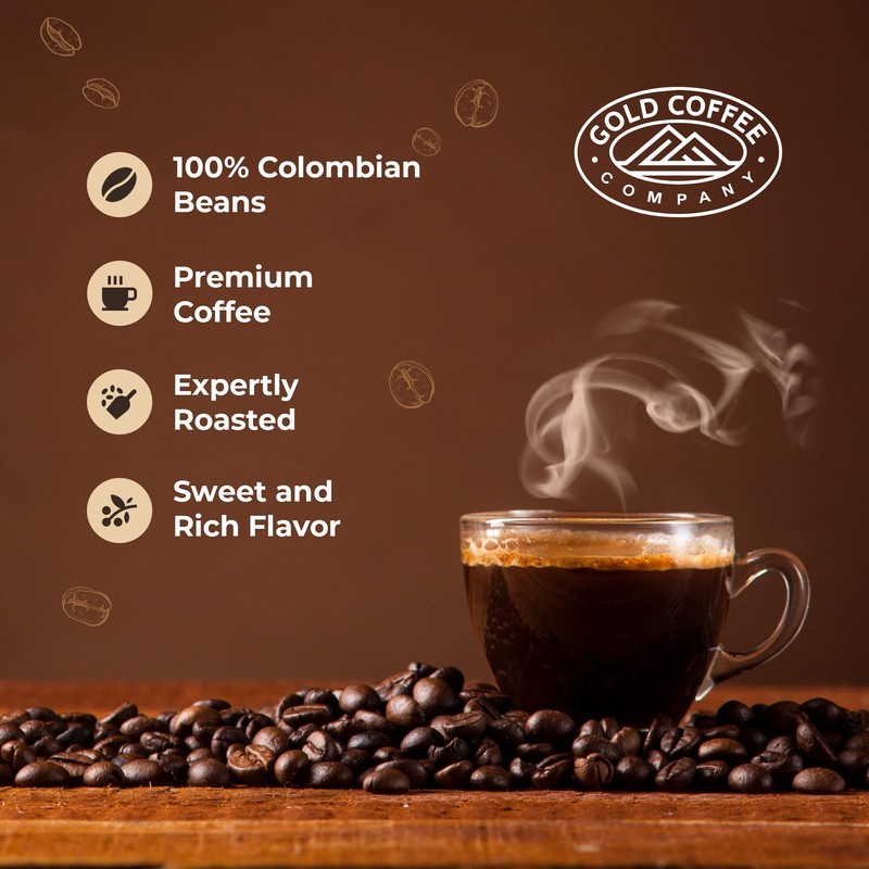Gold Coffee | Premium Colombia Huila, Medium Roast, Whole Bean