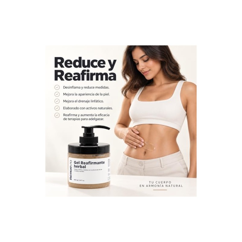Gel Reafirmante Herbal, 400 g, Fórmula Natural con Mentol y