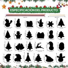 Papel para rascar de Navidad,24 motivos navideño,Colgante Árbol de Navidad,adornos de papel de arte para niños y niñas,fiestas de Navidad,árboles de Navidad,Decoración de regalos