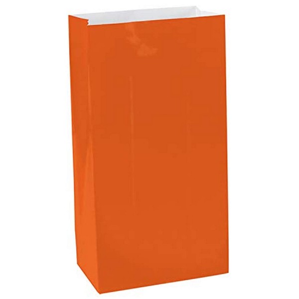 Amscan 370202.05, Paper Bag Orange, 3.1" x 6.5" x 2" Inches, 1 pack of 12 pcs