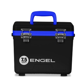Engel UC7 7.5qt Leak-Proof, Air Tight, Drybox Cooler and Small Hard Shell Lunchbox for Men and Women in Black with Blue Interior