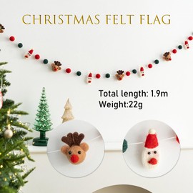 BDSHUNBF Felt Christmas Garland Wool Felt Christmas Garland Pompom Garlands Felt Balls Garlands for Tree Wall Fireplace Decoration