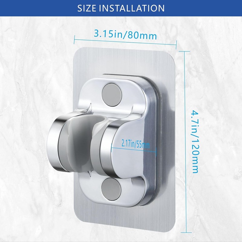 Voolan Self-Adhesive Shower Holder - Adjustable Waterproof Holder for Handheld