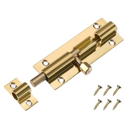 TERF® Door Bolt Polished Brass Barrel Slide Lock 38mm [1.5''] Door Latch with Screws Ideal for Internal and External Doors Locks for Bedroom Bathroom Toilet Shed Gate Cupboards and Cabinets - 38mm