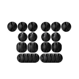 16 Pack, Adhesive Cable Clips, Premium Black Cable Clips Holders, Multi-Purpose Cable Cord Organizer Clips for Home and Office