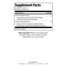 Isagenix Recharge NAD - Cellular Detox, Comprehensive Healthy Aging, and Energy Support - 1 Bottle - 60 ct Targeted Release Capsules