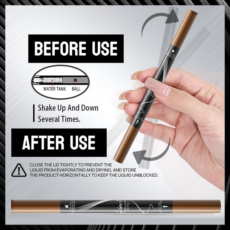 Pinkiou Microblading Eyebrow Pen, 2-In-1 Waterproof Eyebrow Pen, Dual-Ended Eyebrow