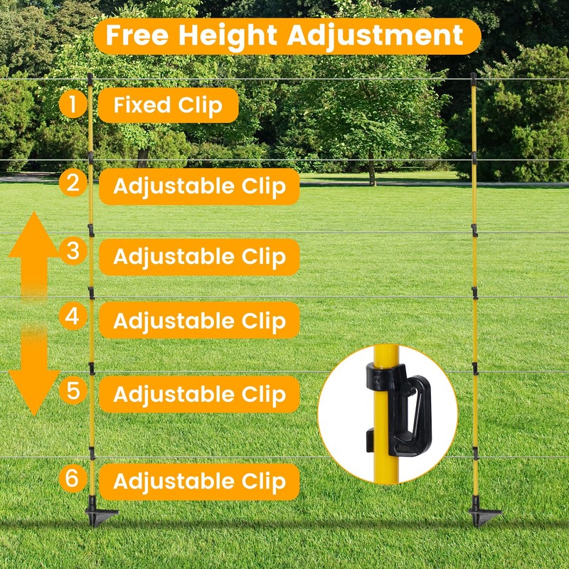 Toriexon Fiberglass Fence Posts 50" - 10 PCS, Electric Fence