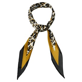 Allegra K Women's Scarf, Rhombus Shape, Neckerchief, Animal, Leopard Print, Hair Ornament, Bandana, yellow