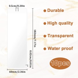 SOFPLATE 10Pcs 6.7 x 2.3In Clear Bookmark Sleeves Bulk Book Markers Sleeves Blank Plastic Packaging Tag Bags Photo Booth Frames Holder Cover with Hole for Protecting Label Wedding Party Favor Decor