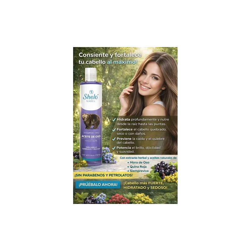 Shampoo Tipo Aceite De Oso 530ml Shelo Nabel