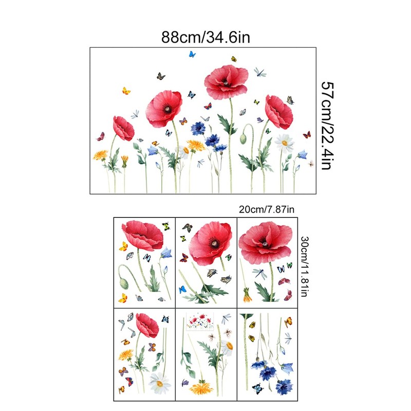 Wall Sticker Stylish Flower Scandinavian Wall Spring Butterfly Wall Sticker